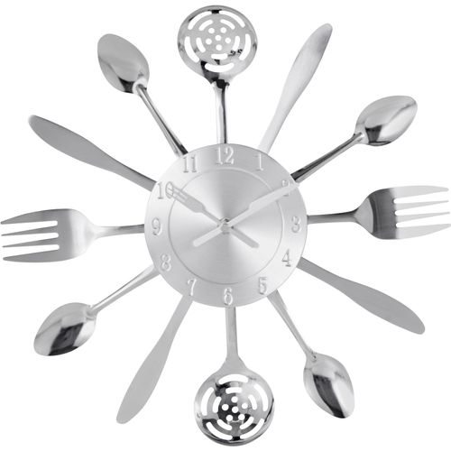 4250965953514 - Wanduhr MY HOME Cutlery silber (silberfarben) B50cm H38cm T45cm Wanduhren Küchenuhr XXL rund Ø 38 cm aus Metall Besteck 4250965953514 - Wanduhr MY HOME Cutlery silber (silberfarben) B50cm H38cm T45cm Wanduhren Küchenuhr XXL rund Ø 38 cm aus Metall Besteck
