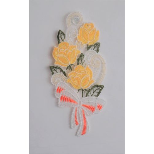 4028298317354 - Fensterbild STICKEREIEN PLAUEN Rosen Fensterbilder Gr B L 15 cm x 31 cm bunt (gelb grün weiß) Fensterdekoration