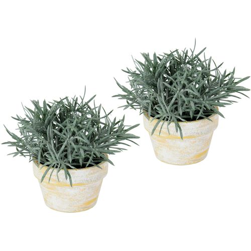 4019844760250 - Kunstpflanze IGEA Künstlicher Podocarpus im Topf 2er Set grün (dunkelgrün) B16cm H15cm L16cm Kunststoff Kunstpflanzen Deko Blume für Hochzeit Plastikpflanze Kräuter Deko-Kräuter