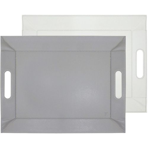 5020057311411 - Tablett FREEFORM DUO 2-farbiges Wendetablett Tablett und Tisch-Set in einem wendbar grau (grau weiß) B35cm H08cm L45cm Kunstleder Tabletts mit Doppelfunktion pflegeleicht und kann platzsparend verstaut werden