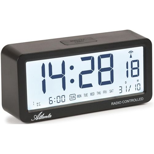 4026934187972 - Funkwecker ATLANTA Barcelona schwarz Wecker Quarzwecker Schlafzimmer Datum Beleuchtung Weckwiederholung 4026934187972 - Funkwecker ATLANTA Barcelona schwarz Wecker Quarzwecker Schlafzimmer Datum Beleuchtung Weckwiederholung