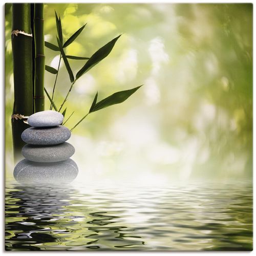 4062144004029 - Wandbild ARTLAND Asiatische Spa Steine Bilder Gr B H 70 cm x 70 cm Leinwandbild Spa 1 St grün Bild Metallbild Metallbilder Bilder als Alubild Leinwandbild Wandaufkleber oder Poster in versch Größen