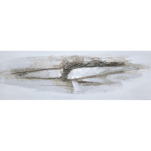 4032295091049 - Ölgemälde BÖNNINGHOFF Bilder Gr B H T 120 cm x 40 cm x 21 cm Abstrakt Hochformat-Querformat 1 St weiß (weiß beige silber) Ölbilder jedes Bild ein Unikat BxH 120x40 cm