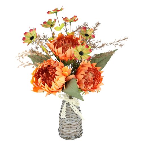 4019844823375 - Kunstblume IGEA Protea Strauß in Vase orange (dunkelorange) B30cm H45cm L24cm Polyester Kunstpflanzen Artischocken Blumensträuße Seidenblume Dekoblume Bouquet Herbstdeko