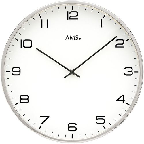 4037445158610 - Wanduhr AMS W9658 silber (silberfarben) Wanduhren H 5cm QuarzuhrWohnzimmerEsszimmerKücheArbeitszimmerBüroFlur