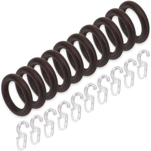 4016318002816 - Gardinenring Liedeco Gardinenstangen (Packung 10-St mit Faltenlegehaken) für Gardinenstangen Ø 28 mm braun