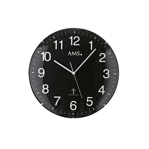 4037445152144 - Funkwanduhr AMS F5959 schwarz Wanduhren Ø 32cm QuarzuhrWohnzimmerEsszimmerKücheArbeitszimmerBüro Flur