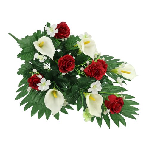 4019844776336 - Kunstblume IGEA Aufleger mit künstlichen Rosen und Calla rot (rot weiß) B32cm H48cm L11cm Polyester Kunstpflanzen Grableger Friedhofsgesteck Arrangement Blume Seidenblume Blumen 4019844776336 - Kunstblume IGEA Aufleger mit künstlichen Rosen und Calla rot (rot weiß) B32cm H48cm L11cm Polyester Kunstpflanzen Grableger Friedhofsgesteck Arrangement Blume Seidenblume Blumen