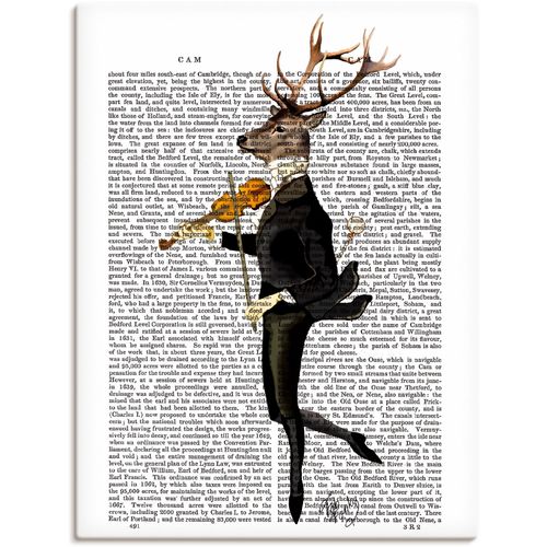 4058661412225 - Wandbild ARTLAND Tanzender Hirsch mit Violine Bilder Gr B H 30 cm x 40 cm Leinwandbild Humor Hochformat 1 St weiß Bild Metallbild Metallbilder Bilder als Alubild Leinwandbild Wandaufkleber oder Poster in versch Größen
