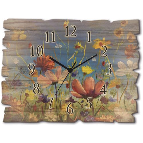 4062144604236 - Wanduhr ARTLAND Holzuhr Wildblumenwiese Wanduhren Gr B H T 40 cm x 30 cm x 06 cm Funkuhr bunt Wanduhren wahlweise mit Quarz- oder Funhuhrwerk lautlos ohne Tickgeräusche 4062144604236 - Wanduhr ARTLAND Holzuhr Wildblumenwiese Wanduhren Gr B H T 40 cm x 30 cm x 06 cm Funkuhr bunt Wanduhren wahlweise mit Quarz- oder Funhuhrwerk lautlos ohne Tickgeräusche