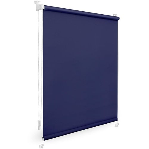 4250434155968 - Seitenzugrollo ORIGINAL Uni Rollo Rollos Gr 150 cm stufenlos positionierbar 60 cm blau (blau weiß) Verdunkelungsrollos mit Klemmträger und Farbbeschichtung - für Fenster Türen Klemmfix