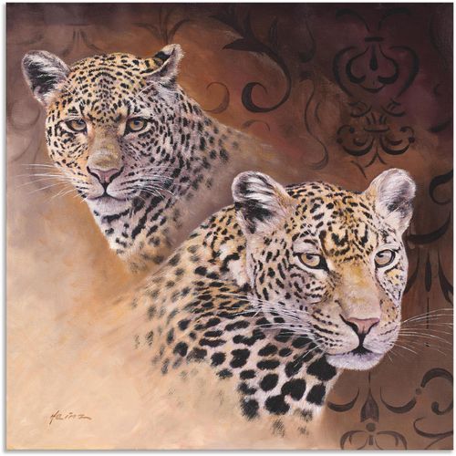 4057738395263 - Wandbild ARTLAND Leoparden Bilder Gr B H 50 cm x 50 cm Alu-Dibond-Druck Wildtiere 1 St braun Bild Poster Bilder als Alubild Leinwandbild Wandaufkleber oder in versch Größen