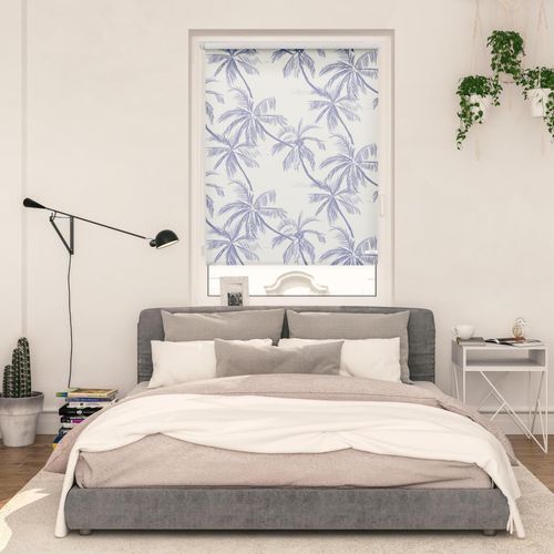4251369826091 - Seitenzugrollo ORIGINAL Rollo Klemmfix ohne Bohren blickdicht Blueprint Palms - Blau Rollos Gr 150 cm stufenlos positionierbar 70 cm blau (blau weiß) Kinder Kinderzimmer-Rollos 4251369826091 - Seitenzugrollo ORIGINAL Rollo Klemmfix ohne Bohren blickdicht Blueprint Palms - Blau Rollos Gr 150 cm stufenlos positionierbar 70 cm blau (blau weiß) Kinder Kinderzimmer-Rollos