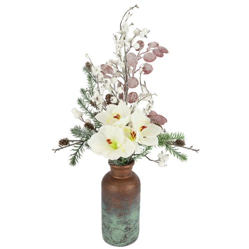 4019844804114 - Winterliche Kunstpflanze IGEA Gesteck mit Amaryllis in Vase aus Keramik Kunstblumen-Arrangement weiß B27cm H52cm T19cm Kunststoff Polyester Kunstpflanzen Weihnachtsdeko mit Blüten Zweigen mit Zapfen Beeren und Eukalyptus 4019844804114 - Winterliche Kunstpflanze IGEA Gesteck mit Amaryllis in Vase aus Keramik Kunstblumen-Arrangement weiß B27cm H52cm T19cm Kunststoff Polyester Kunstpflanzen Weihnachtsdeko mit Blüten Zweigen mit Zapfen Beeren und Eukalyptus
