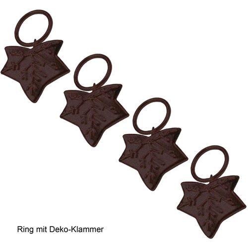 4016318289798 - Gardinenring Blatt Liedeco Gardinenstangen (Packung 4-St mit Dekoklammer) für Gardinenstangen Ø 16 mm braun