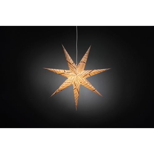 7318302985271 - Dekostern KONSTSMIDE Weihnachtsstern Weihnachtsdeko weiß B78cm H78cm Papier Dekosterne weißer Papierstern LED Stern schwarz bedrucktem Text 7 Zacken