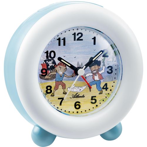 4026934213657 - Kinderwecker ATLANTA blau (blau weiß) Wecker Kinder Quarzwecker Reisewecker Geschenkidee Leuchtzeiger Pirat Schiff 4026934213657 - Kinderwecker ATLANTA blau (blau weiß) Wecker Kinder Quarzwecker Reisewecker Geschenkidee Leuchtzeiger Pirat Schiff