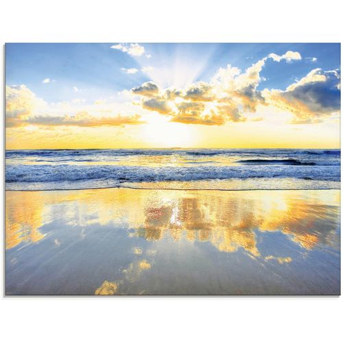 4058661608079 - Glasbild ARTLAND Sonnenaufgang über dem Ozean Bilder Gr B H 80 cm x 60 cm Glasbild Himmel 1 St blau Glasbilder in verschiedenen Größen