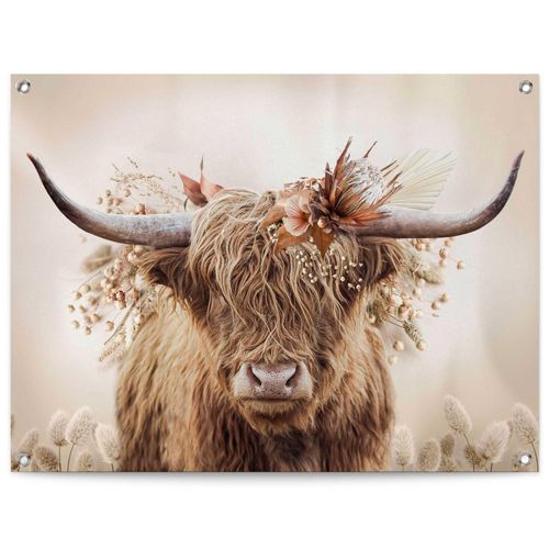 8714597638271 - Poster REINDERS Highlander in Blumen beige (farbe bild(er) beige) B80cm H60cm T01cm Leinwand Bilder Outdoor für Garten oder Balkon 8714597638271 - Poster REINDERS Highlander in Blumen beige (farbe bild(er) beige) B80cm H60cm T01cm Leinwand Bilder Outdoor für Garten oder Balkon