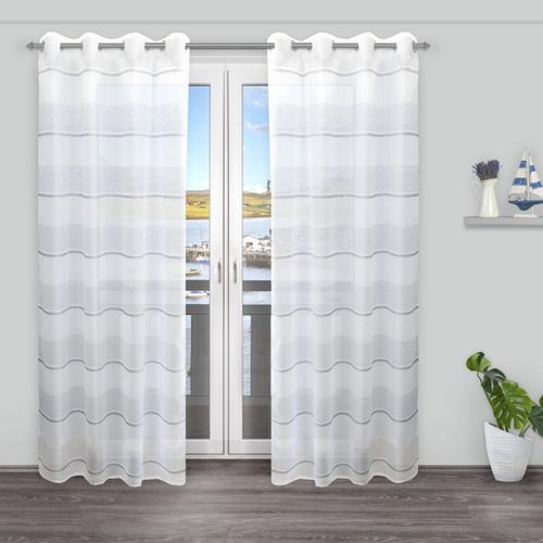 4015161116961 - Gardine DECOLIFE Hani Gardinen Gr 245 cm Ösen 135 cm grau (anthrazit weiß) Landhaus Gardinen Ösenschal Hani weiß-grau gestreift 4015161116961 - Gardine DECOLIFE Hani Gardinen Gr 245 cm Ösen 135 cm grau (anthrazit weiß) Landhaus Gardinen Ösenschal Hani weiß-grau gestreift
