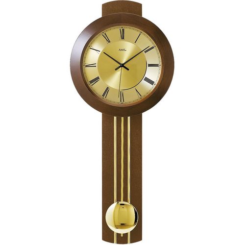4037445135260 - Funk-Pendelwanduhr AMS F5132 1 braun (nussbaumfarben) Wanduhren B H L 31cm x 18cm x 73cm QuarzHolz- GlasgehäuseBuche nussbaumfarbenEsszimmerMade in Germany