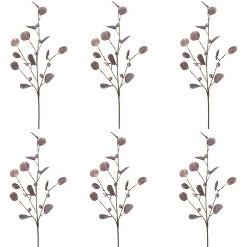 4064118963509 - Kunstzweig CREATIV GREEN Eukalypthuszweig Kunstpflanzen Gr B H 20 cm x 73 cm 6 St lila (aubergine) Kunst-Zweige
