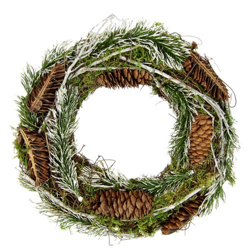 4019844806415 - Kunstkranz IGEA Natur-Kranz Tannenzweige Zapfen Reisig beige (natur) B25cm H25cm L7cm Natur Kunstpflanzen Weihnachtskranz Dekokranz Kranz Adventskranz Türkranz Weihnachtsdeko