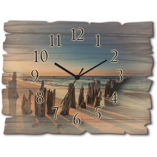 4062144604915 - Wanduhr ARTLAND Holzuhr Sonnenuntergang Strand Wellenbrecher Wanduhren Gr B H T 40 cm x 30 cm x 06 cm Funkuhr braun Wanduhren wahlweise mit Quarz- oder Funhuhrwerk lautlos ohne Tickgeräusche 4062144604915 - Wanduhr ARTLAND Holzuhr Sonnenuntergang Strand Wellenbrecher Wanduhren Gr B H T 40 cm x 30 cm x 06 cm Funkuhr braun Wanduhren wahlweise mit Quarz- oder Funhuhrwerk lautlos ohne Tickgeräusche