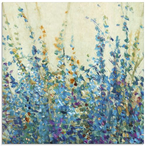 4058661378163 - Glasbild ARTLAND Blautöne II Bilder Gr B H 50 cm x 50 cm Glasbild Blumenwiese quadratisch 1 St blau Bild Glasbild Glasbilder Bilder in verschiedenen Größen
