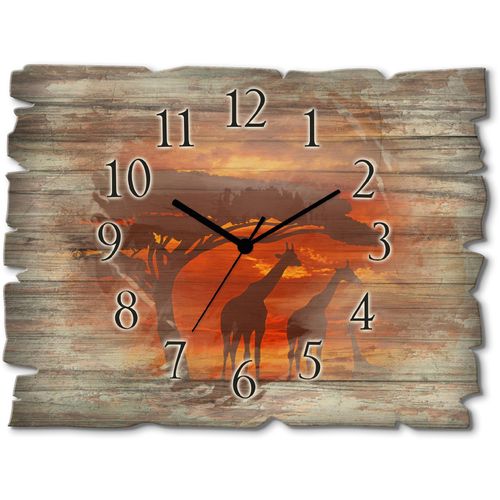 4062144354810 - Wanduhr ARTLAND Herde von Giraffen im Sonnenuntergang Wanduhren Gr B H T 40 cm x 30 cm x 06 cm Funkuhr braun Wanduhren wahlweise mit Quarz- oder Funhuhrwerk lautlos ohne Tickgeräusche 4062144354810 - Wanduhr ARTLAND Herde von Giraffen im Sonnenuntergang Wanduhren Gr B H T 40 cm x 30 cm x 06 cm Funkuhr braun Wanduhren wahlweise mit Quarz- oder Funhuhrwerk lautlos ohne Tickgeräusche