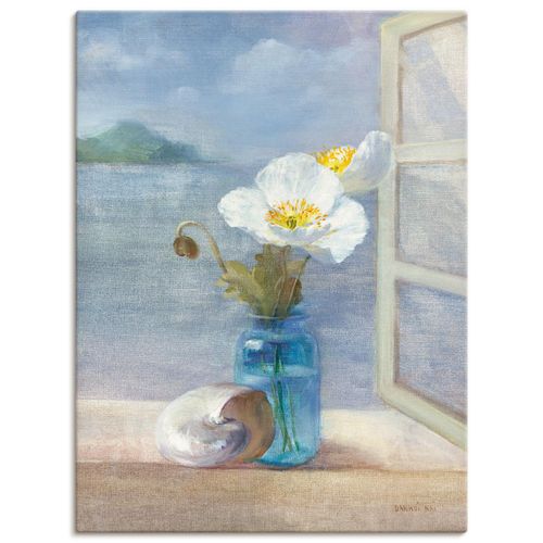 4055327752176 - Wandbild ARTLAND Küsten Blumen II Bilder Gr B H 30 cm x 40 cm Leinwandbild Arrangements Hochformat 1 St blau Bild Poster Bilder als Leinwandbild Wandaufkleber oder in versch Größen