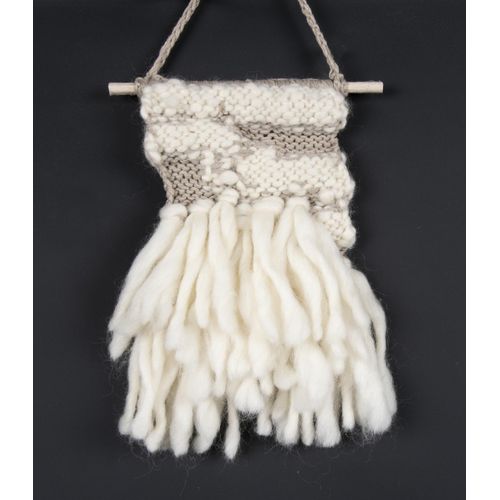 4251619629779 - Wanddekoobjekt THEKO Wallart MiniWall Gr 1 beige B23cm H40cm Wolle Baumwolle Wanddekoobjekte Wandteppich Wanddeko reine Wolle handgefertigt