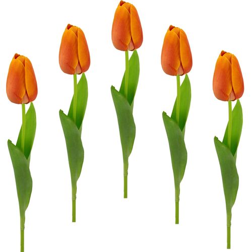 4019844783945 - Kunstblume IGEA Real Touch Tulpen Kunstpflanzen Gr B H L 4 cm x 67 cm x 4 cm 5 St orange Kunst-Blumen 5er Set künstliche Tulpenknospen Kunstblumen Stielblume