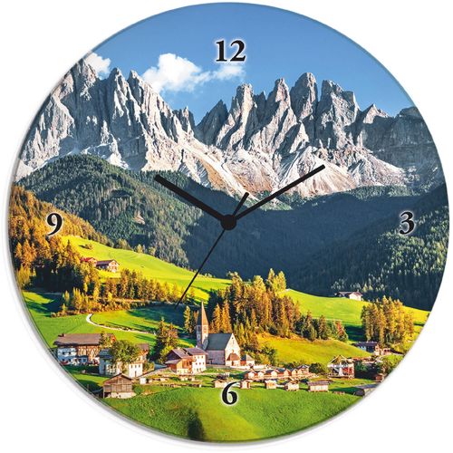 4062144604649 - Wanduhr ARTLAND Glasuhr rund Alpen Berge Santa Maddalena Wanduhren Gr B H T 30 cm x 30 cm x 18 cm Quarzuhr grün Wanduhren wahlweise mit Quarz- oder Funhuhrwerk lautlos ohne Tickgeräusche 4062144604649 - Wanduhr ARTLAND Glasuhr rund Alpen Berge Santa Maddalena Wanduhren Gr B H T 30 cm x 30 cm x 18 cm Quarzuhr grün Wanduhren wahlweise mit Quarz- oder Funhuhrwerk lautlos ohne Tickgeräusche
