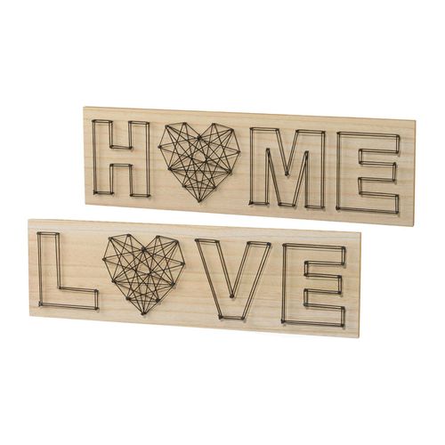 4003529398166 - Holzbild CREATIV HOME Bilder Gr B H T 40 cm x 15 cm x 4 cm Querformat 2 St silberfarben Holzbilder Bilder Wanddeko aus Holz mit Schriftzug