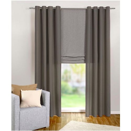 4005385832372 - Vorhang WECKBRODT Vito Gr 1 grau (betonoptik) B140cm H245cm Satin Polyester Gardinen Microvelour blickdicht Unifarben Gardine Store