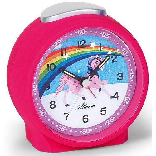 4026934198114 - Kinderwecker ATLANTA 1981-17 pink Wecker Kinder Quarz Lernwecker Einhorn Regenbogen Geschenkidee
