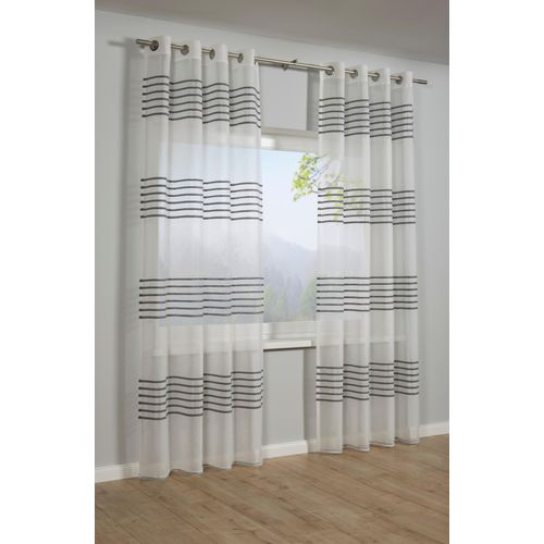 4003018371694 - Gardine Schal mit Ösen Etamine 3-D Streifen GARDINIA Ösen (1 St) transparent transparent Polyester Stoff Etamine grau 4003018371694 - Gardine Schal mit Ösen Etamine 3-D Streifen GARDINIA Ösen (1 St) transparent transparent Polyester Stoff Etamine grau