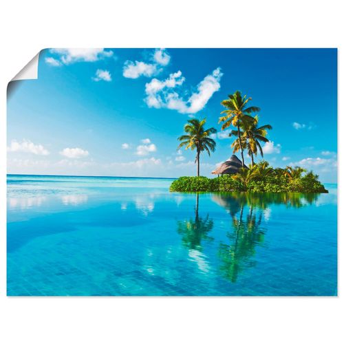 4055327637855 - Wandbild ARTLAND Tropisches Paradies - Insel Palmen Meer Bilder Gr B H 80 cm x 60 cm Poster Amerika Querformat 1 St blau Bild Poster Bilder als Alubild Leinwandbild Wandaufkleber oder in versch Größen