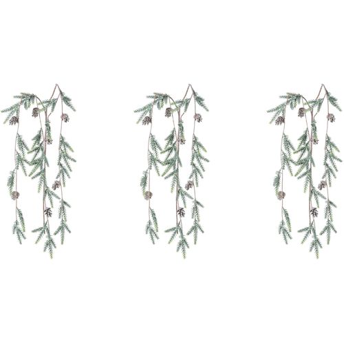 4064118971016 - Winterliche Kunstpflanze CREATIV GREEN Weihnachtsdeko grau B15cm H100cm T10cm Kunststoff Kunstpflanzen mit zahlreichen Fichtenspitzen und Zapfen 3er-Set