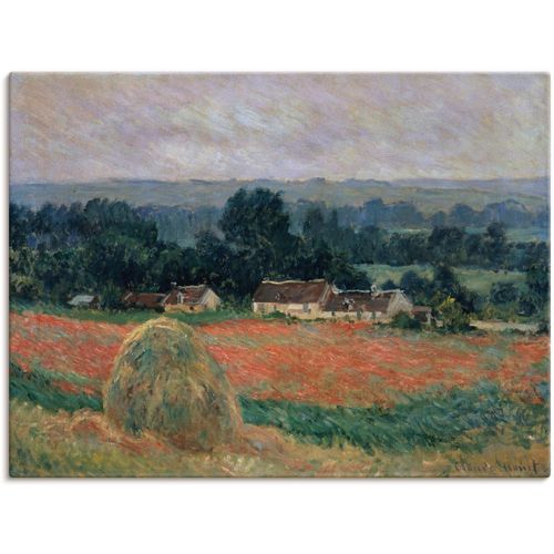 4055327690607 - Wandbild ARTLAND Heuhaufen in Sommerlandschaft Bilder Gr B H 80 cm x 60 cm Leinwandbild Wiesen & Bäume 1 St grün Bild Poster Bilder als Leinwandbild Wandaufkleber oder in versch Größen