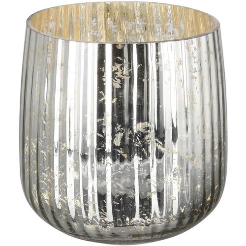 4042911153525 - Windlicht FINK DARCY silber (antik silberfarben) H18cm Ø18cm Glas Kerzenhalter Kerzenhalter aus Glas mit Rillen Höhe ca 18 cm x Ø 18 cm 4042911153525 - Windlicht FINK DARCY silber (antik silberfarben) H18cm Ø18cm Glas Kerzenhalter Kerzenhalter aus Glas mit Rillen Höhe ca 18 cm x Ø 18 cm