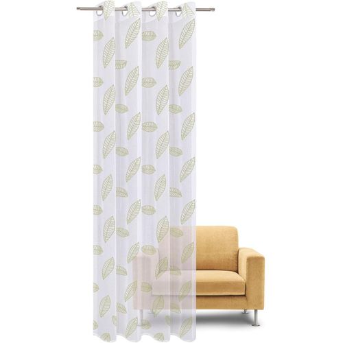 4007863654049 - Gardine Helen Gr 1 grün (mint) B140cm H235cm Wirkware Polyester Gardinen Ösenschal bestickt mit Blättern