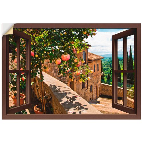 4057738351511 - Wandbild ARTLAND Fensterblick Rosen auf Balkon Toskana Bilder Gr B H 70 cm x 50 cm Wandaufkleber - Vinyl Garten Querformat 1 St braun Bild Leinwandbild Kunstdrucke Bilder als Alubild Leinwandbild Wandaufkleber oder Poster in versch Größen 4057738351511 - Wandbild ARTLAND Fensterblick Rosen auf Balkon Toskana Bilder Gr B H 70 cm x 50 cm Wandaufkleber - Vinyl Garten Querformat 1 St braun Bild Leinwandbild Kunstdrucke Bilder als Alubild Leinwandbild Wandaufkleber oder Poster in versch Größen