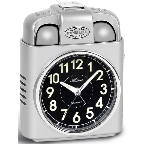4026934194710 - Quarzwecker ATLANTA 1947 19 silber (silberfarben) Wecker Retro Wecker extra laut Lautstärkenregulierung mit Glockensignal Licht