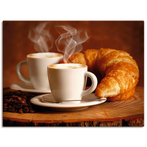 4055327239929 - Wandbild ARTLAND Dampfender Cappuccino und Croissant Bilder Gr B H 40 cm x 30 cm Leinwandbild Getränke Querformat 1 St braun Bild Metallbild Metallbilder Bilder als Alubild Leinwandbild Wandaufkleber oder Poster in versch Größen