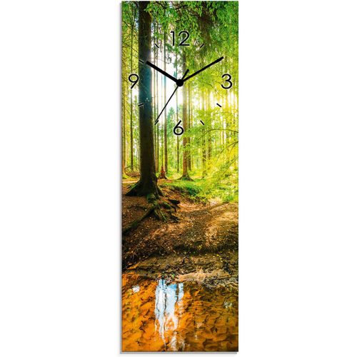 4062144286470 - Wanduhr ARTLAND Wald mit Bach Wanduhren Gr B H T 20 cm x 60 cm x 18 cm Funkuhr grün Wanduhren wahlweise mit Quarz- oder Funhuhrwerk lautlos ohne Tickgeräusche