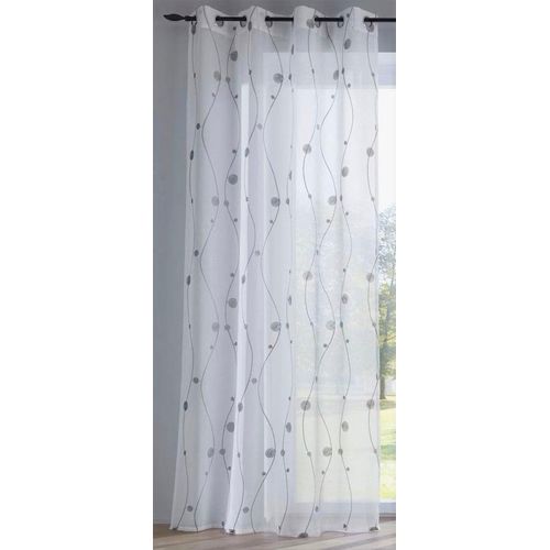4016478982430 - Vorhang KUTTI Nelly Gr 4 grau (grau weiß) B135cm H245cm Voile Polyester Gardinen mit praktischen Ösen halbtransparent modern bestickt Kreise grau 4016478982430 - Vorhang KUTTI Nelly Gr 4 grau (grau weiß) B135cm H245cm Voile Polyester Gardinen mit praktischen Ösen halbtransparent modern bestickt Kreise grau