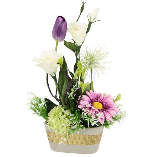 4019844754303 - Kunstblume IGEA Arrangement Ranunkel Lysianthus Kunstpflanzen Gr B H L 25 cm x 37 cm x 21 cm 1 St lila (violett hell) Kunst-Blumen Kunstpflanzen Pflanzschale aus Rinde mit Moos