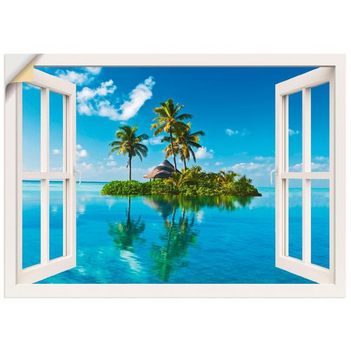 4057738619901 - Wandbild ARTLAND Fensterblick Insel Palmen Meer Bilder Gr B H 70 cm x 50 cm Wandaufkleber - Vinyl Fensterblick Querformat 1 St weiß Bild Poster Bilder als Leinwandbild Wandaufkleber oder in versch Größen 4057738619901 - Wandbild ARTLAND Fensterblick Insel Palmen Meer Bilder Gr B H 70 cm x 50 cm Wandaufkleber - Vinyl Fensterblick Querformat 1 St weiß Bild Poster Bilder als Leinwandbild Wandaufkleber oder in versch Größen